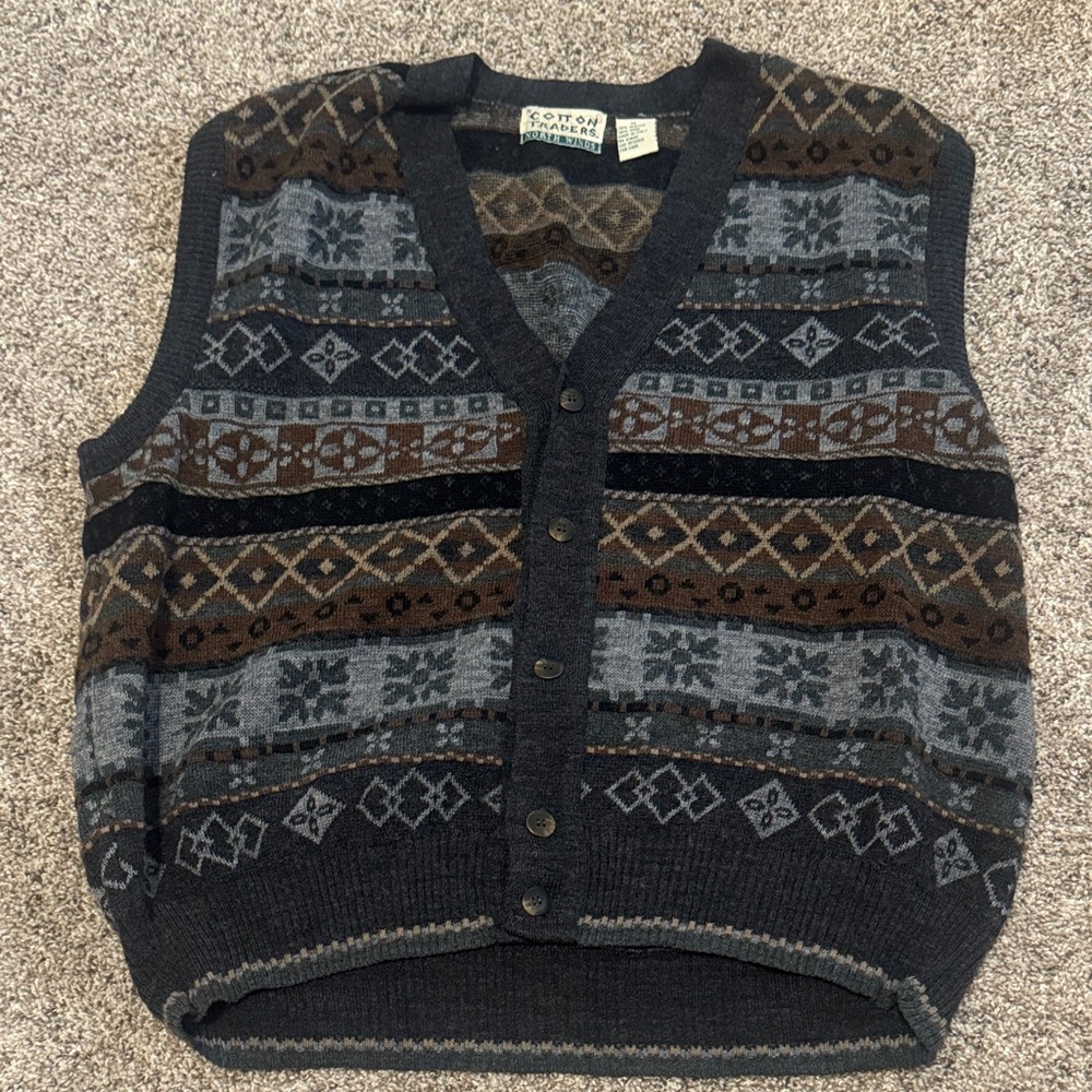 Vintage Cotton Traders Patterned Sweater Vest